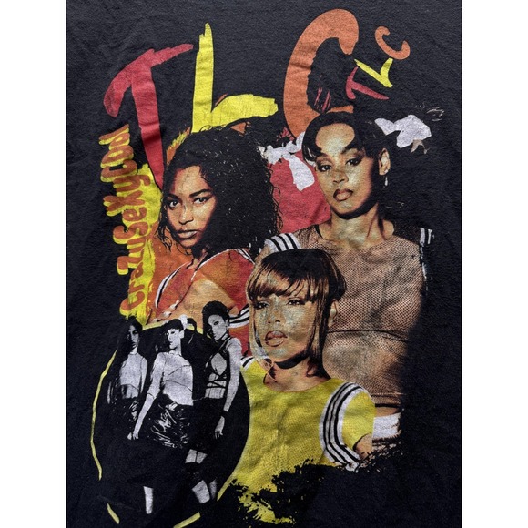 TLC Shirt Mens Medium Black Graphic Concert Tour R&B Hip Hop Band Tee Music - Picture 2 of 6